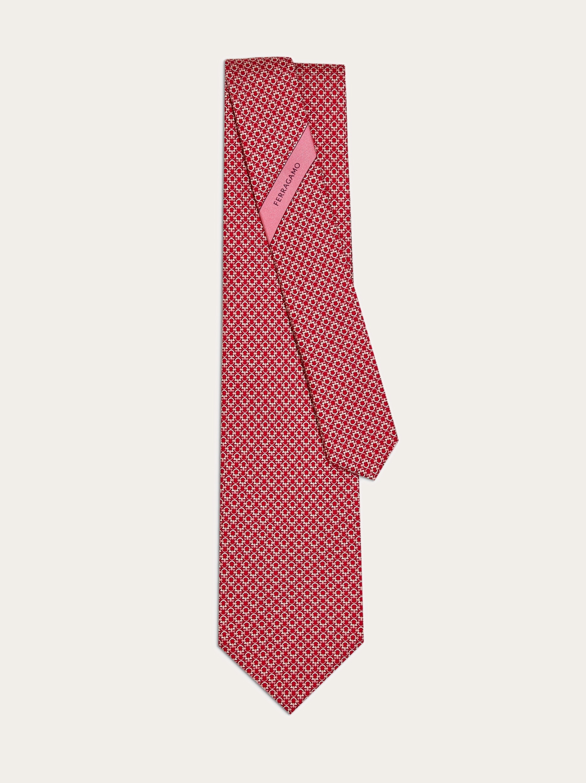 Gancini print silk tie - 3