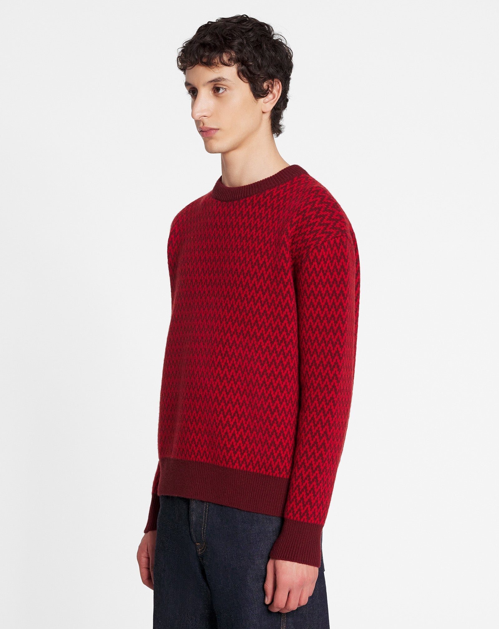 CURB HERRINGBONE CREWNECK SWEATER IN MERINO WOOL - 3