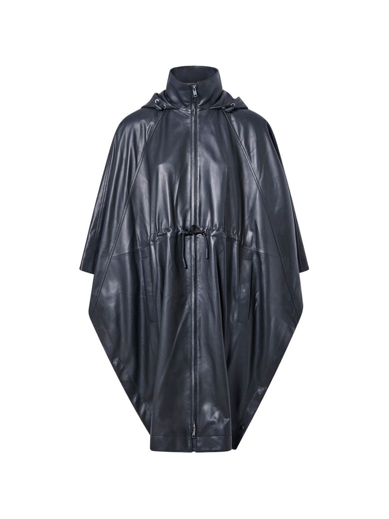 hooded waterproof leather cape 1