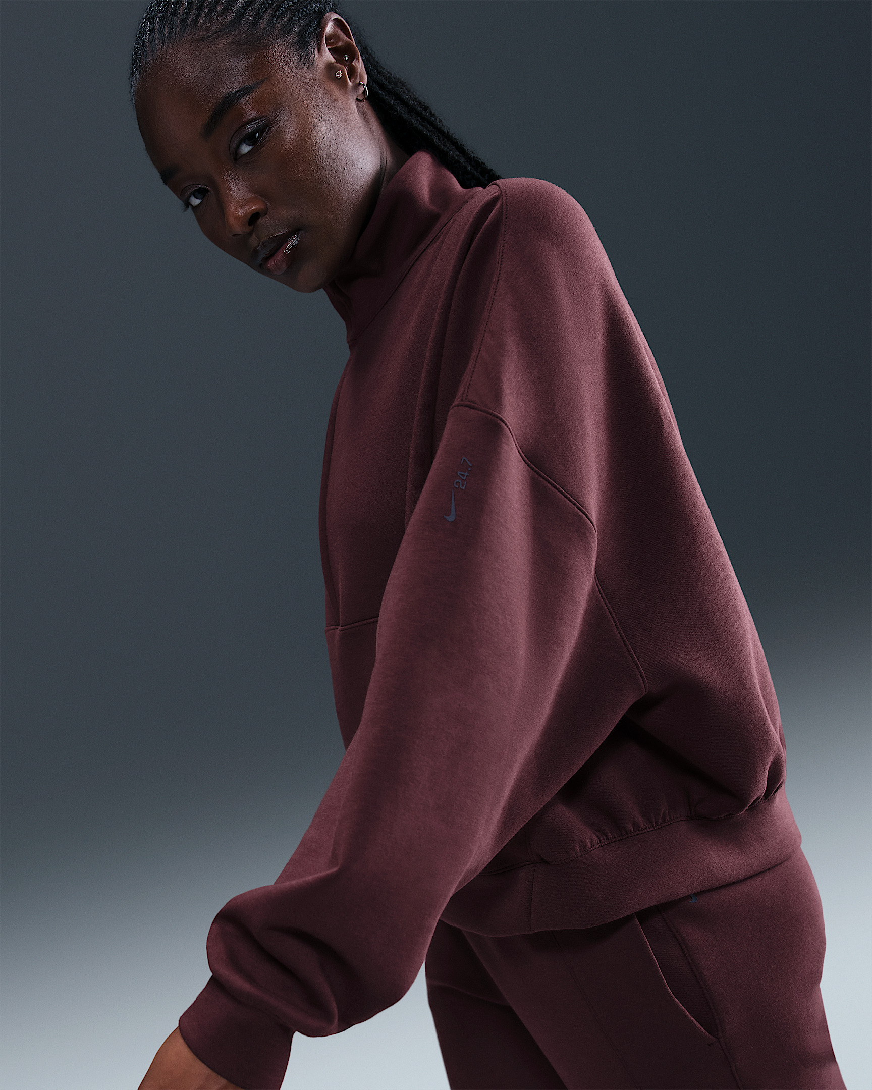 Nike 24.7 ImpossiblySoft Women's Dri-FIT Oversized 1/2-Zip Top - 3