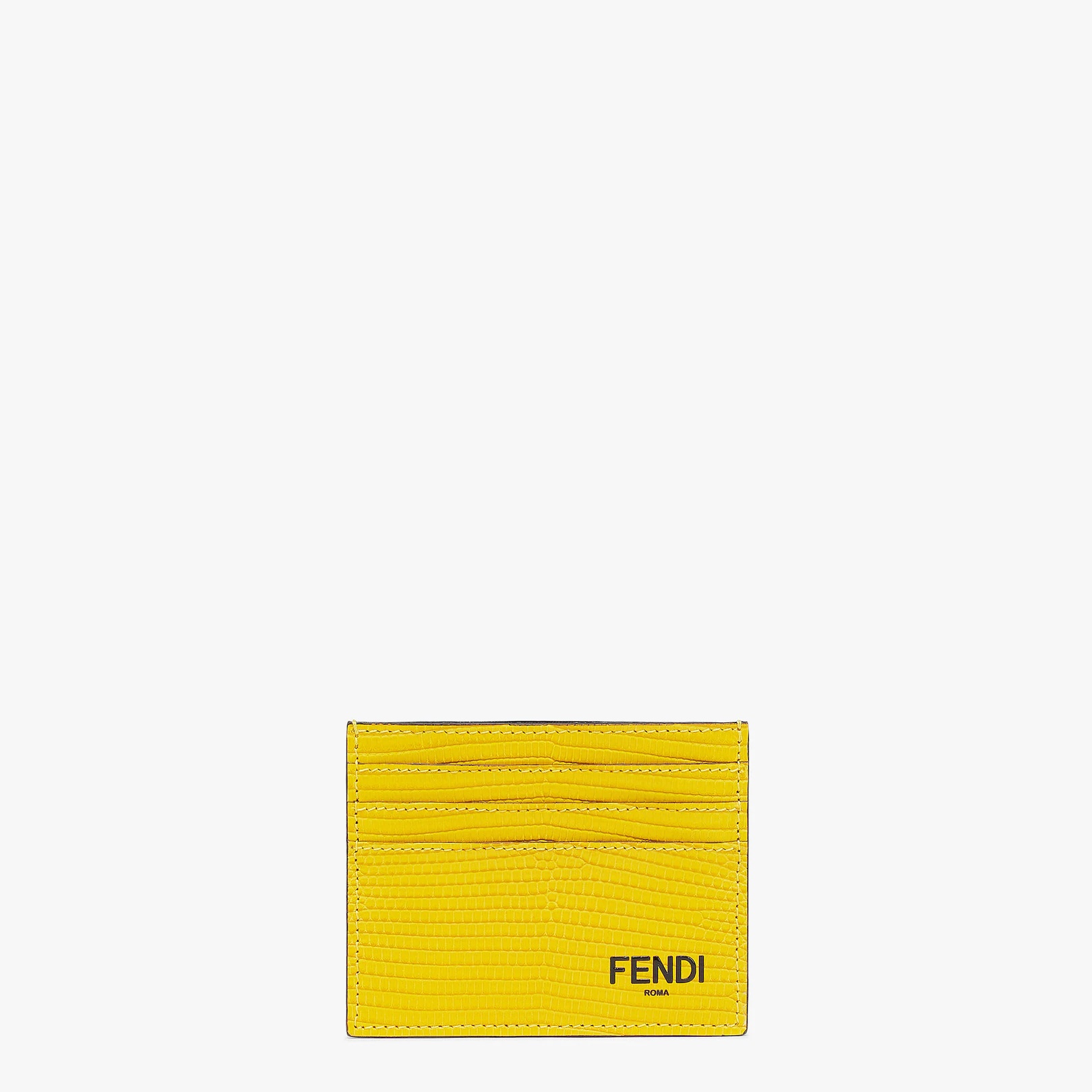 Yellow lizard leather card holder - 1
