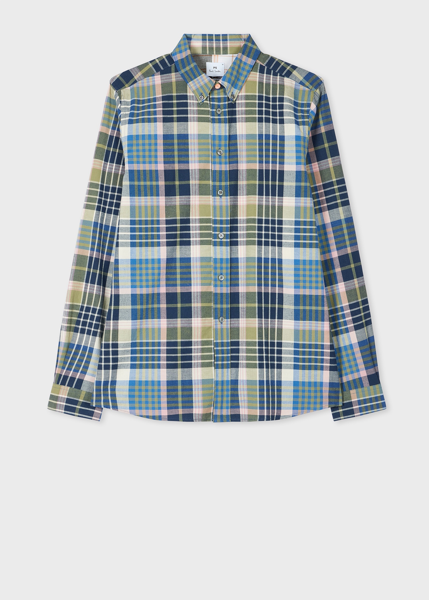 Cotton-Blend Blue Check Shirt - 1