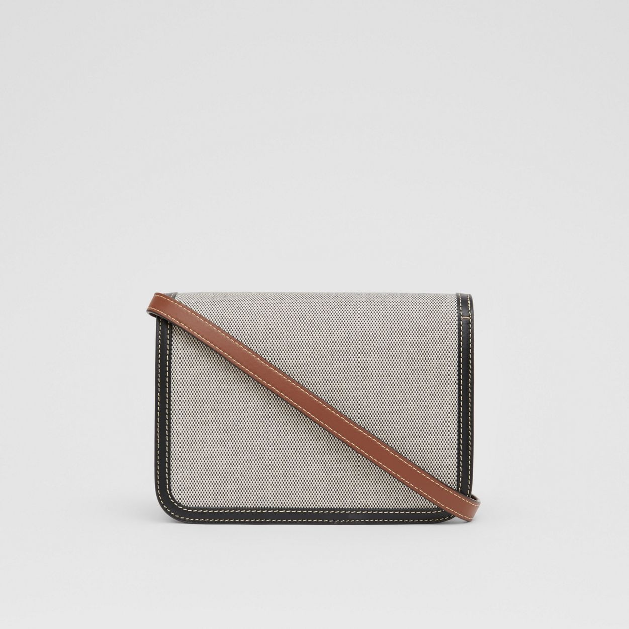 Small Tri-tone Canvas and Leather TB Bag - 8