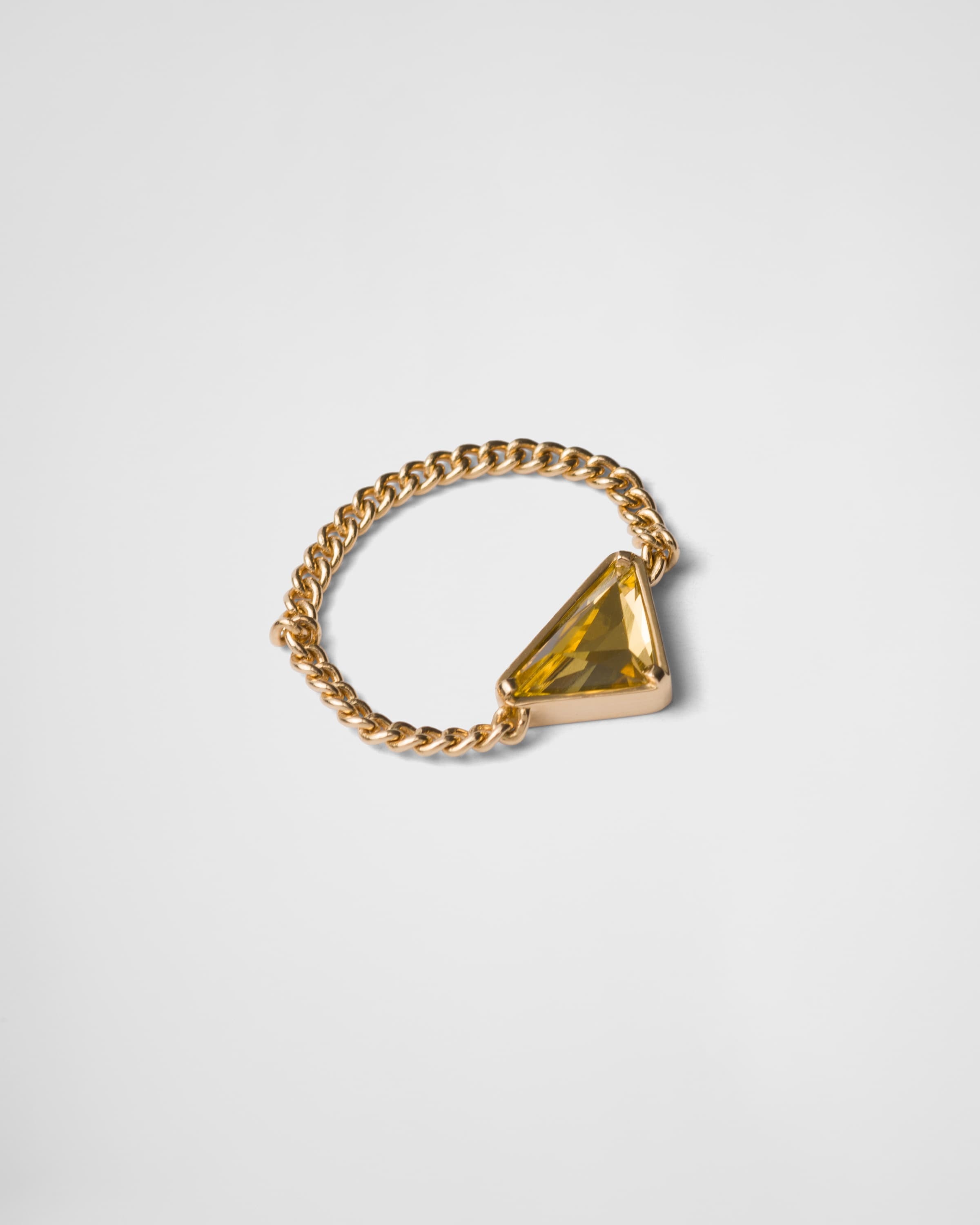 Eternal Gold chain ring in yellow gold with green quartz - 3