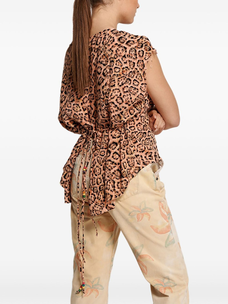 animal-print tie-fastening T-shirt 5
