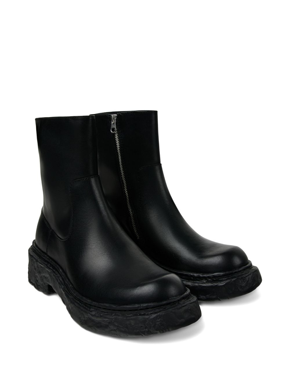 zip-detail textured  boots - 2