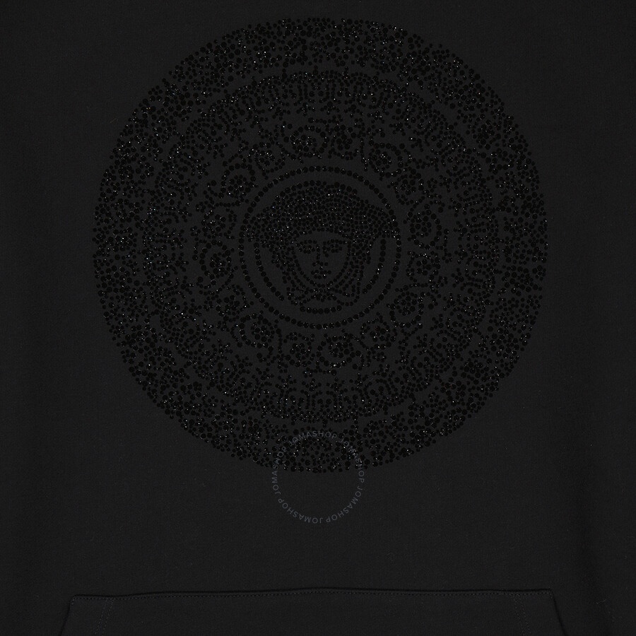 Versace Men's Black Embellished Medusa-Print Hoodie - 6