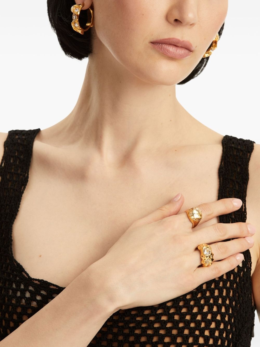 crystal-embellished ring - 2