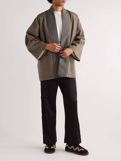 visvim Kiyari Striped Padded Wool, Linen and Cotton-Blend Tweed Kimono Jacket outlook