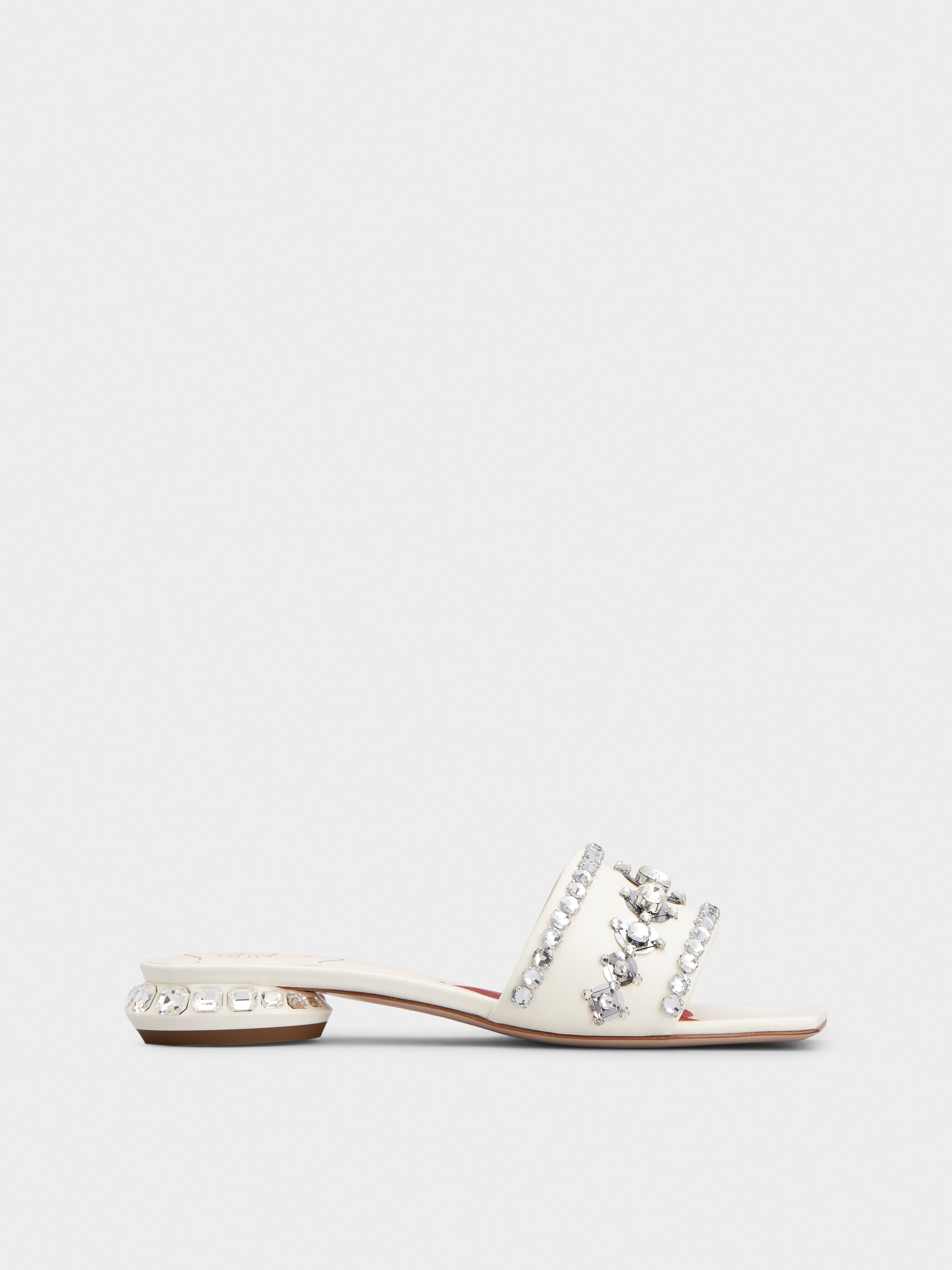 Strass Heel Disco Slides in Nappa Leather - 1