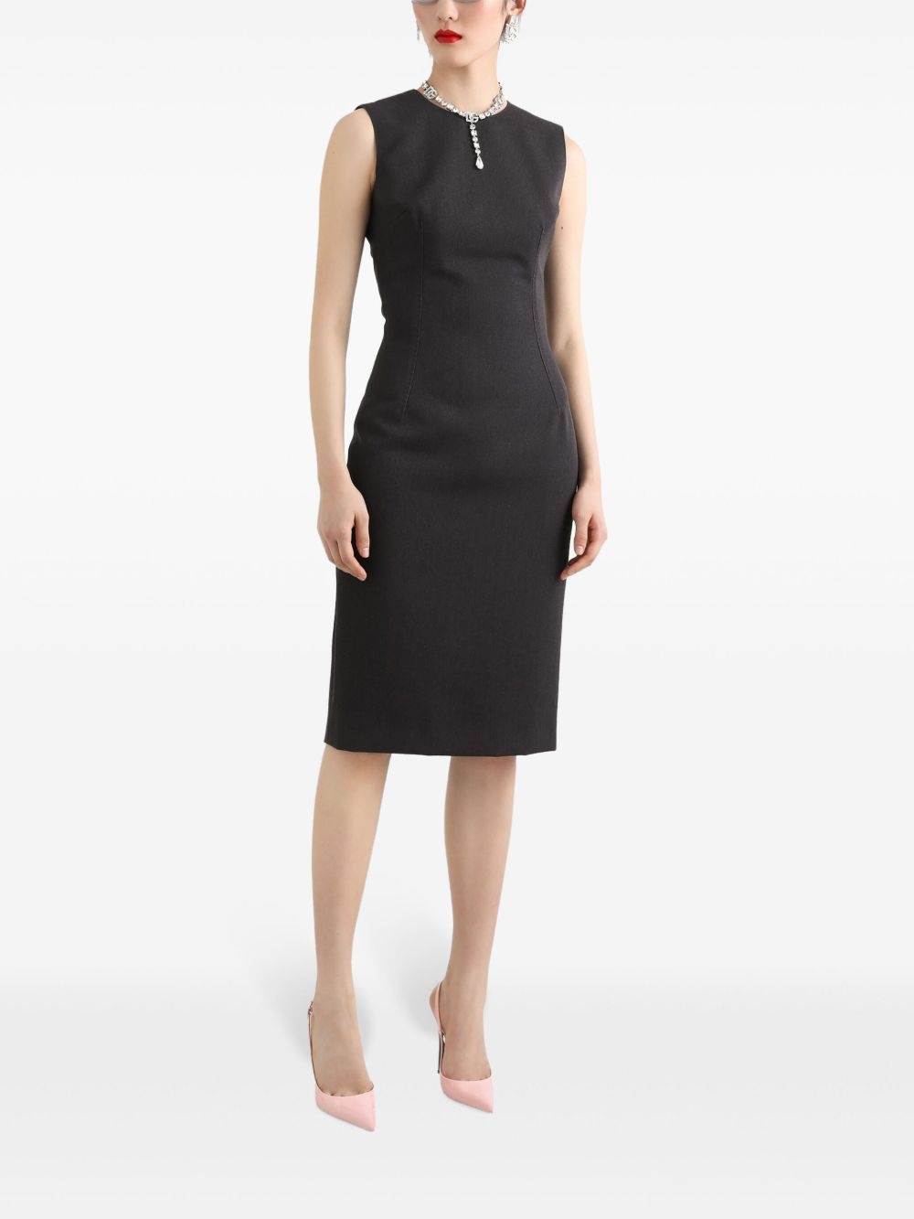 mélange-effect midi dress - 2