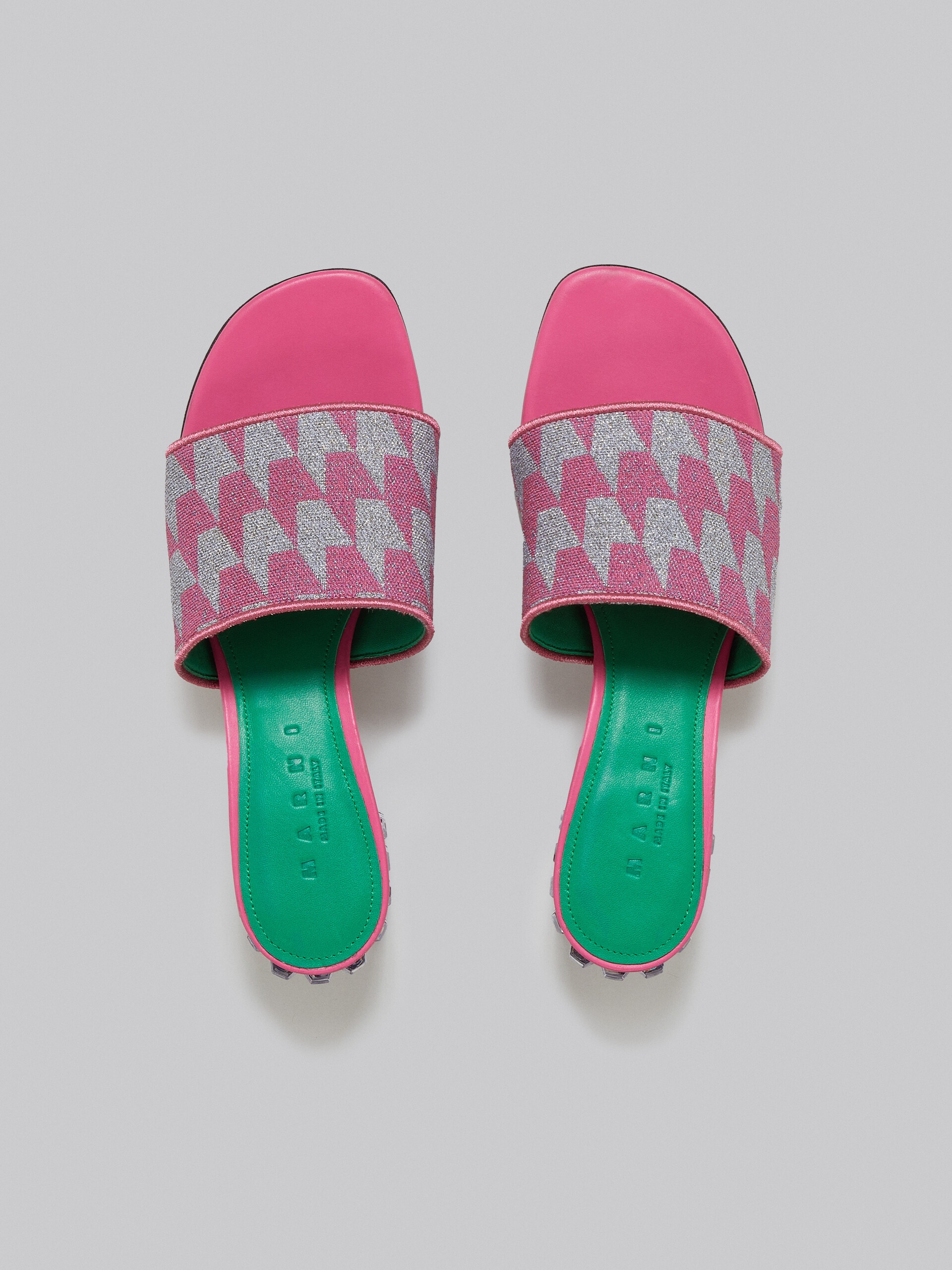 LUREX PINK AND SILVER SABOT WITH HOUNDSTOOTH MOTIF - 4