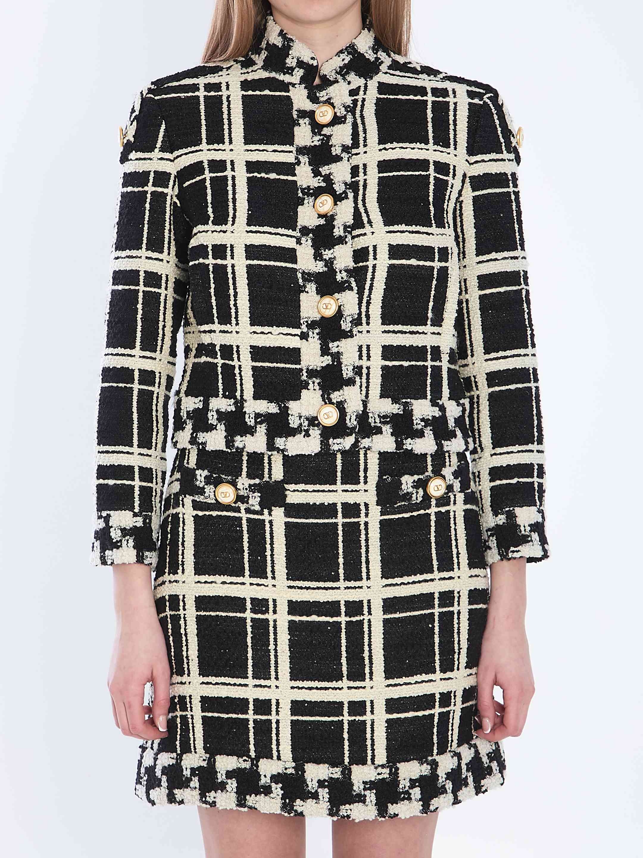 Valentino Garavani Women Macro Check Tweed Caban - 1