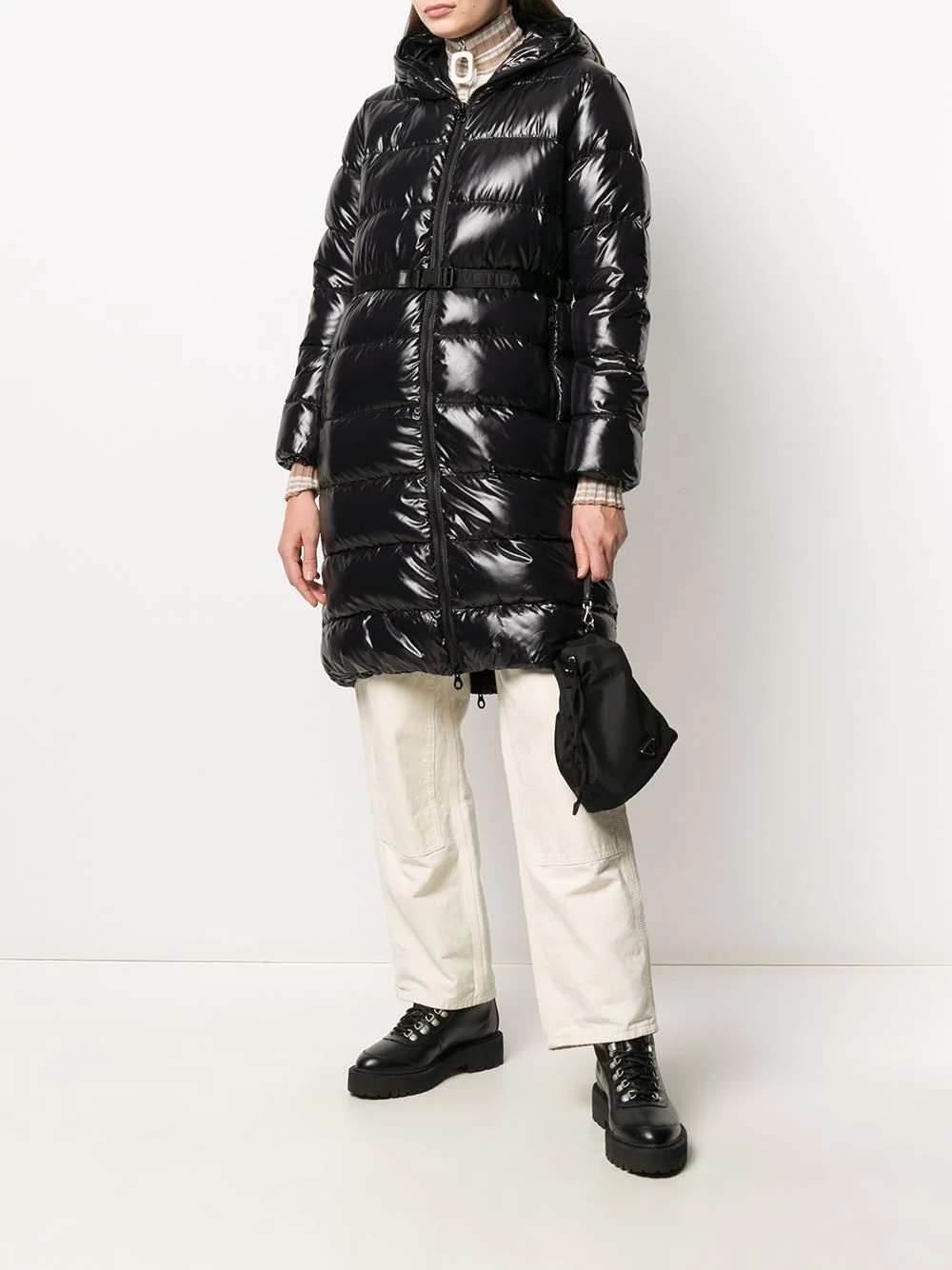 belted padded coat - 2