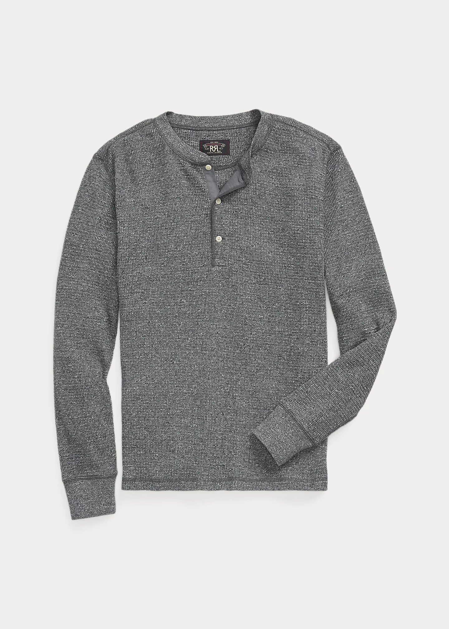 Garment-Dyed Waffle-Knit Henley Shirt - 1