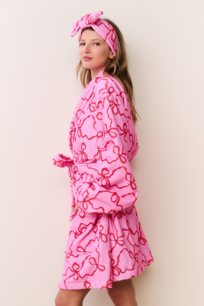 Indie Cotton Bow Print Bath Robe 4