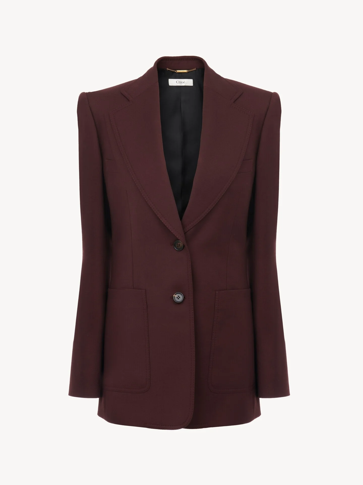 SINGLE-BREASTED TAILORED JACKET IN WOOL GABARDINE - 1