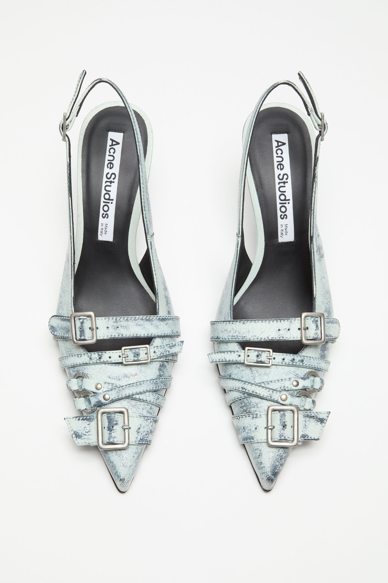 Leather heel slingbacks - White/black 3