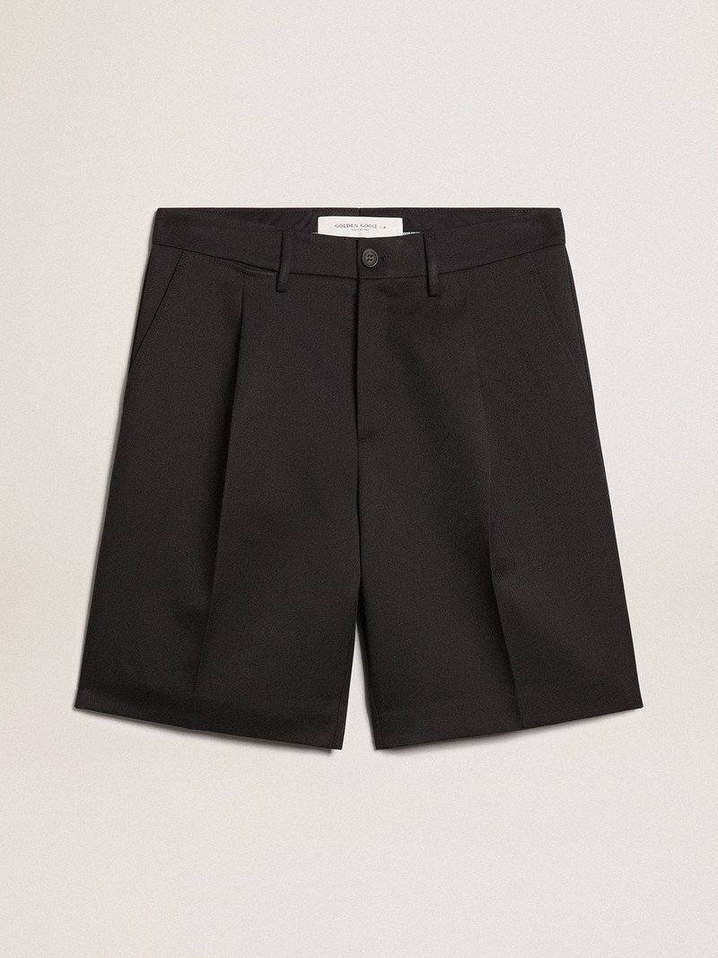 Men's bermuda shorts in dark blue wool 1