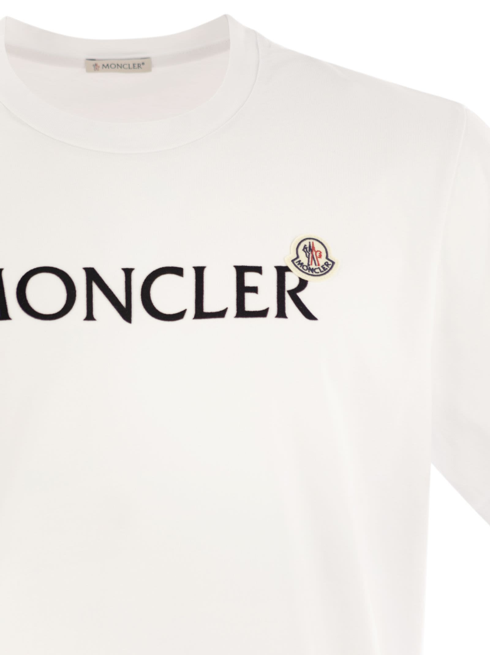 Moncler Men T-Shirt With Flocked Cotton Logo - 4
