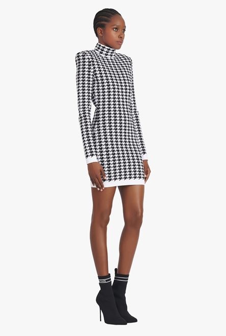 Short white and black houndstooth print dress - 7