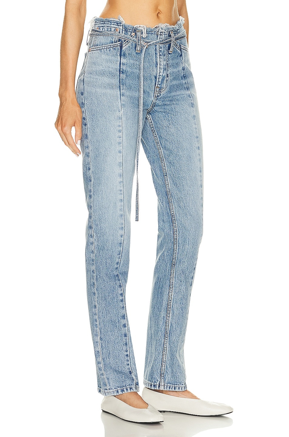 Adriana Belted Frayed Waist Slim Straight - 2