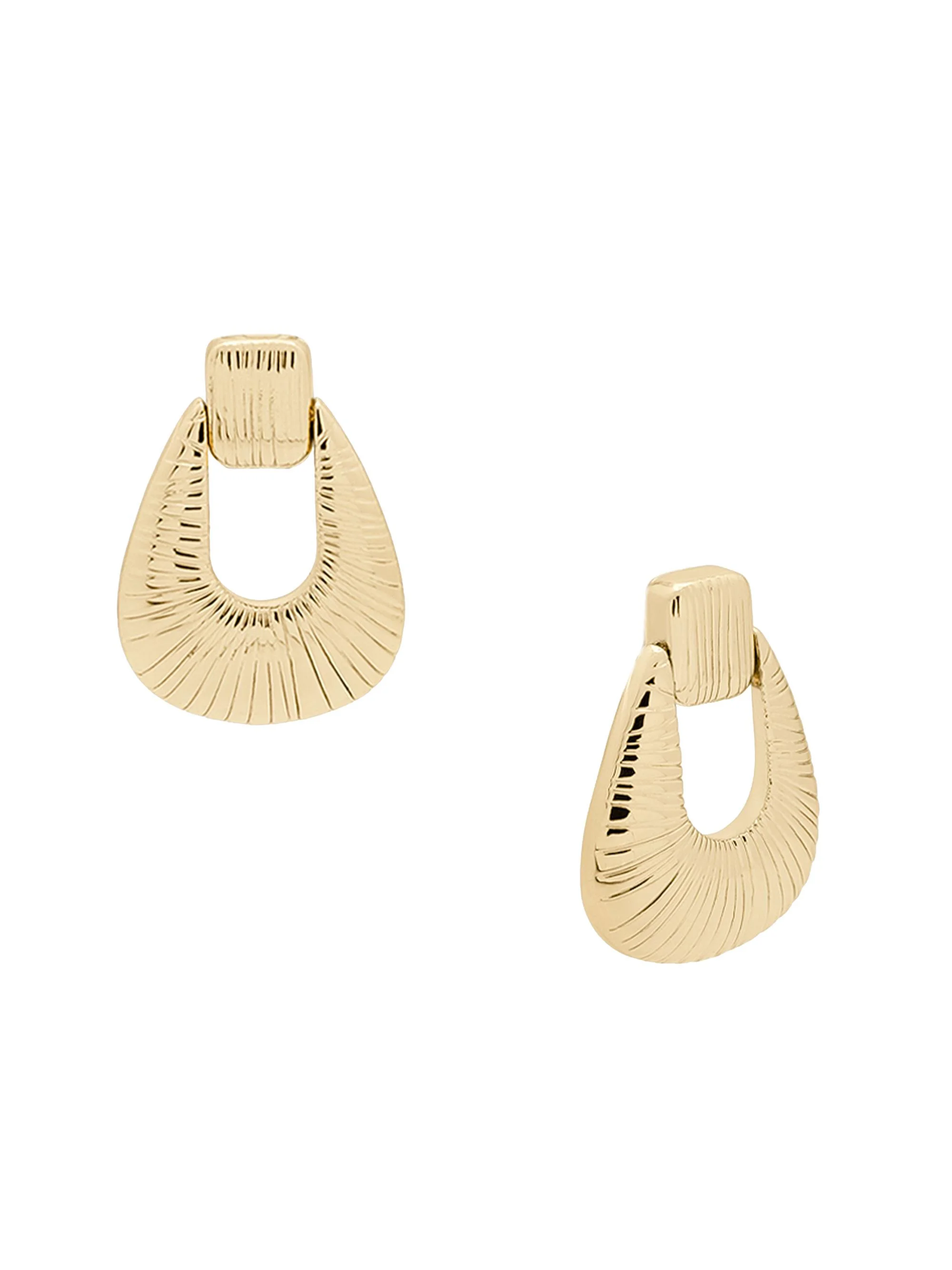 Women's 14K-Gold-Plated Fluted Doorknocker Earrings - Gold - 1