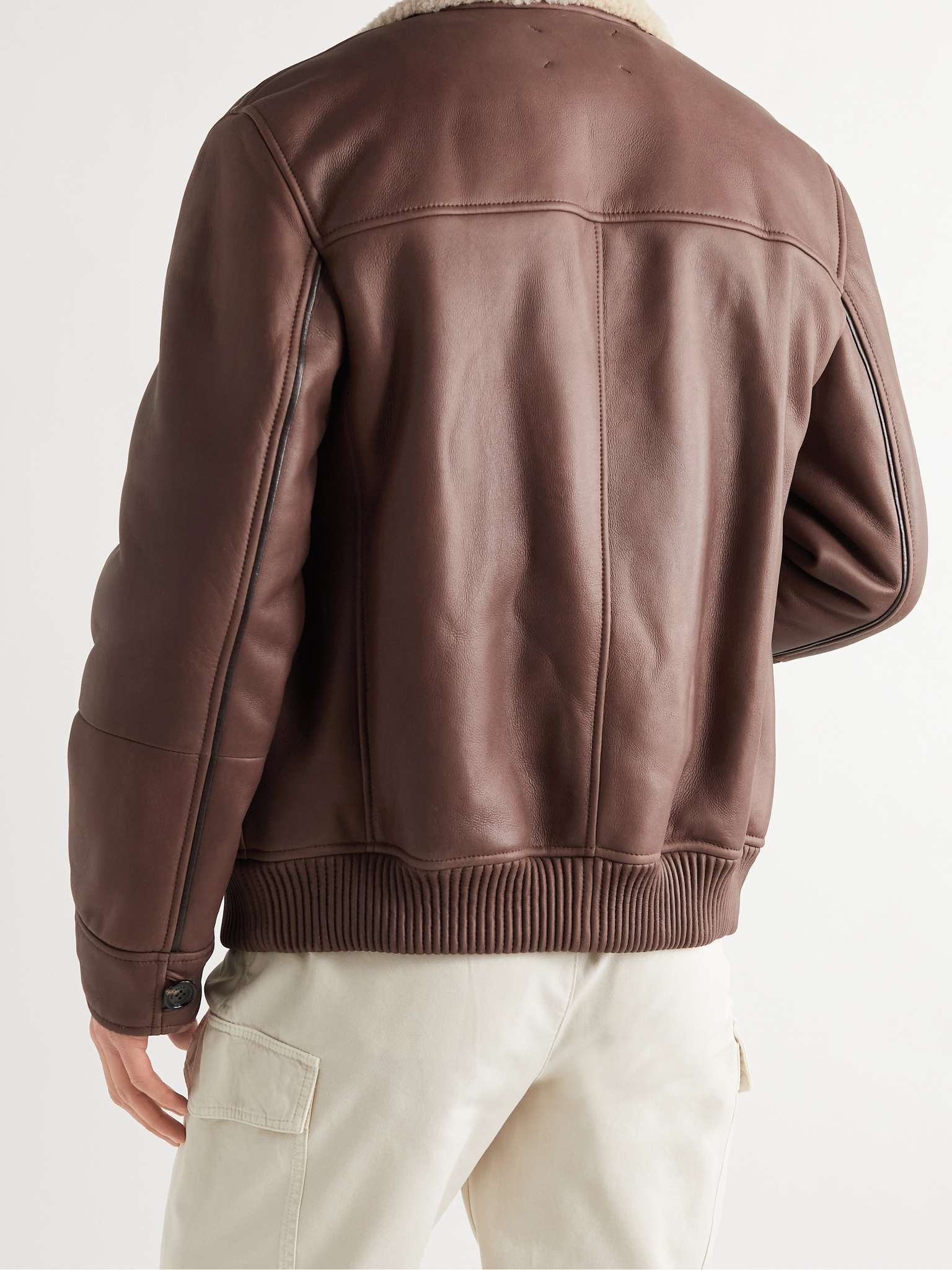 Shearling-Lined Leather Jacket - 4