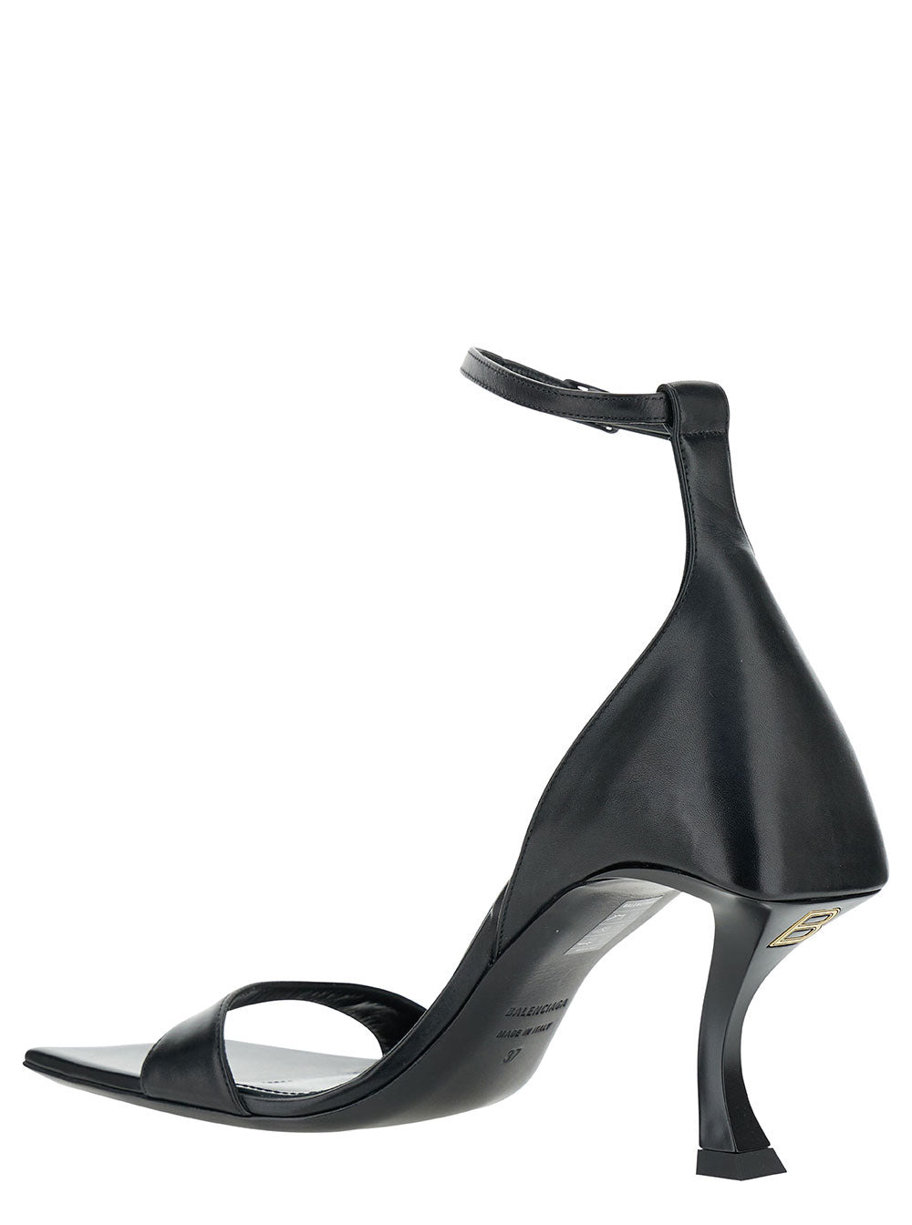 Balenciaga Women 'Hourglass' Black Sandals With Curved Heel In Leather Woman - 3