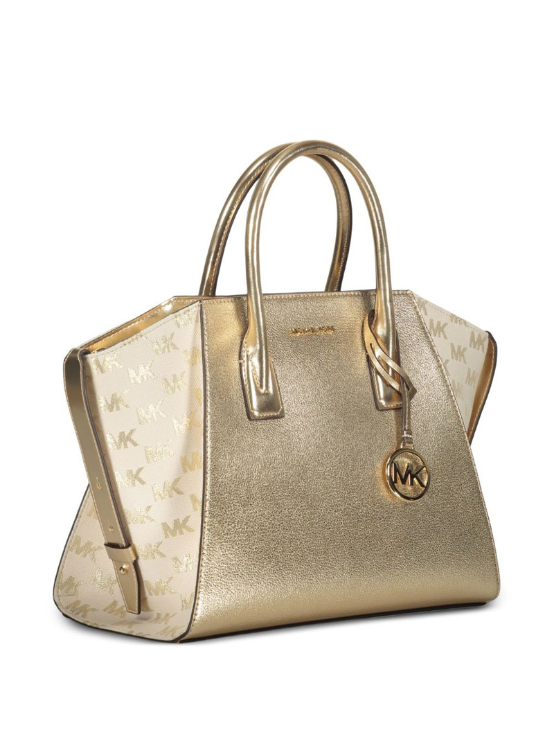 large Avril metallic leather logo tote bag 3