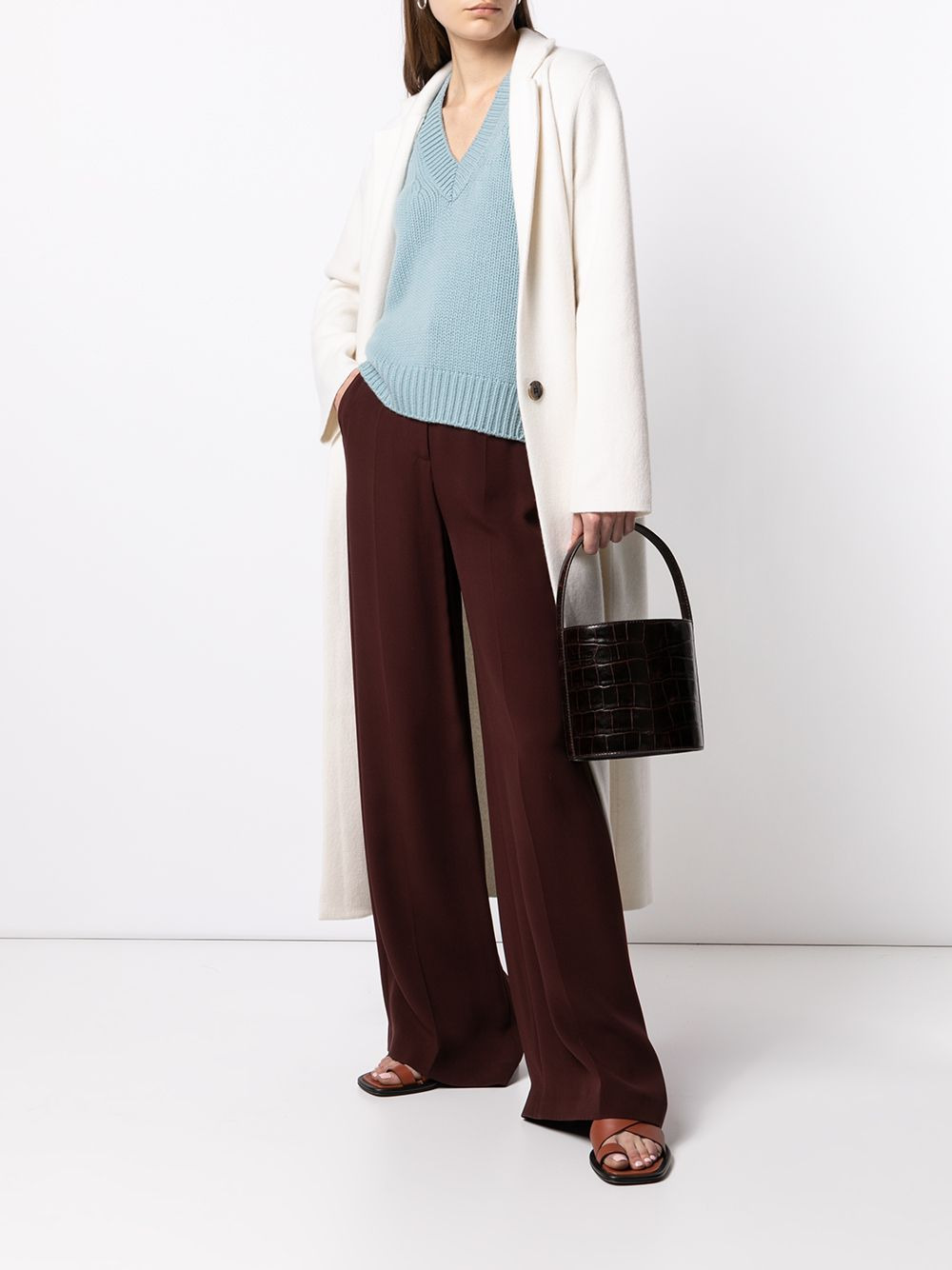knitted single-breasted coat - 2
