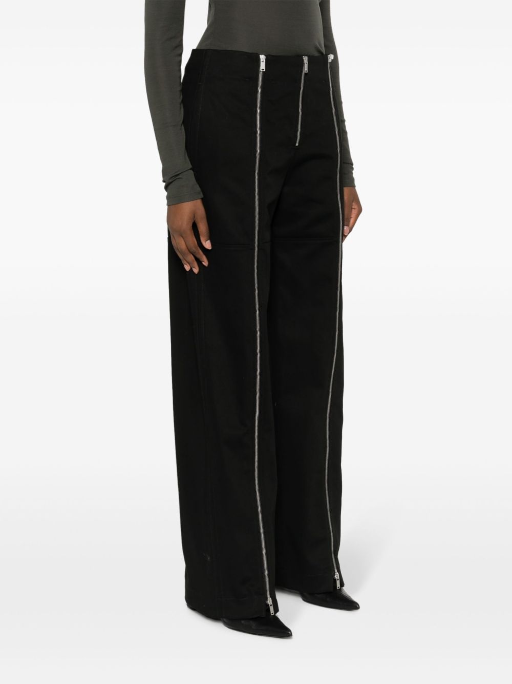 zip-up wide-leg trousers - 3