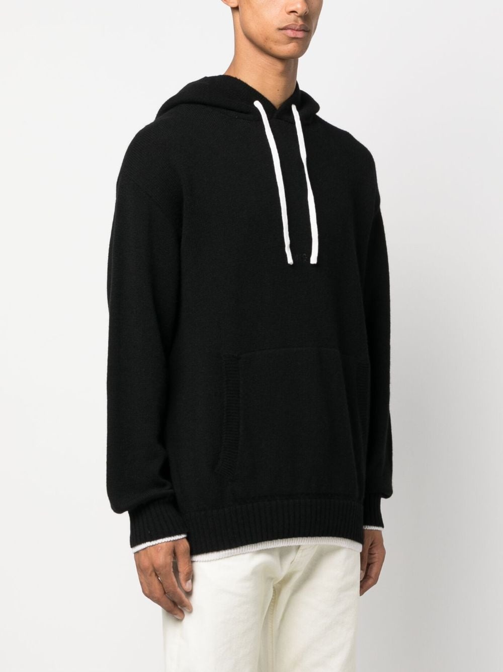 contrasting trim drawstring hoodie - 3