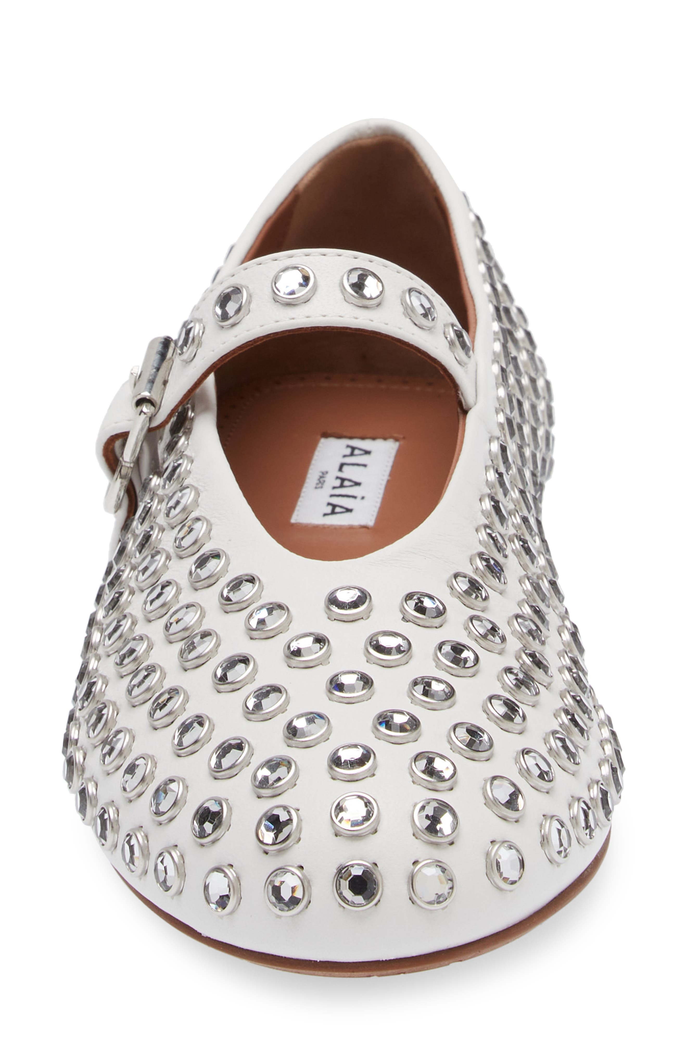 Alaïa Rhinestone Ballet Flat in White at Nordstrom - 4