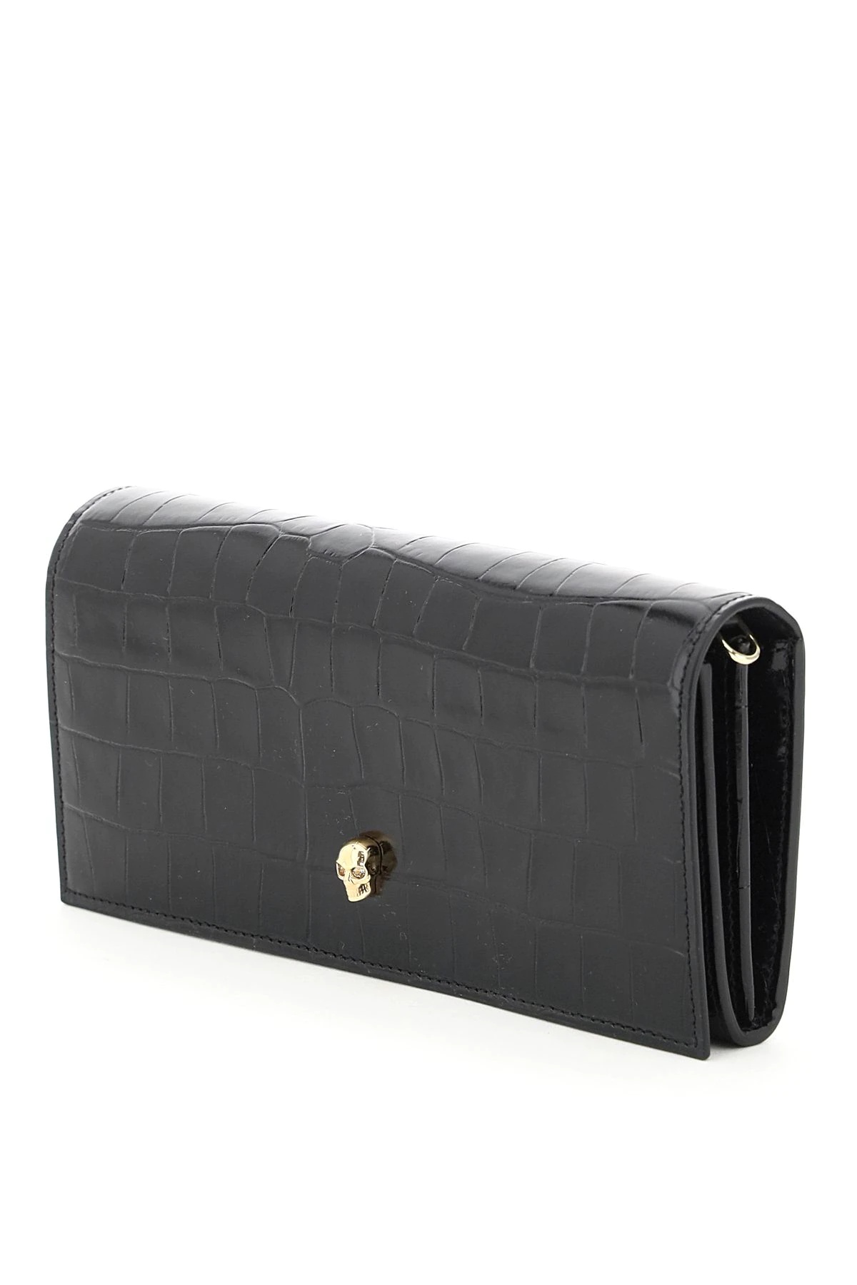 CROCO-EMBOSSED LEATHER MINI SKULL CLUTCH - 2