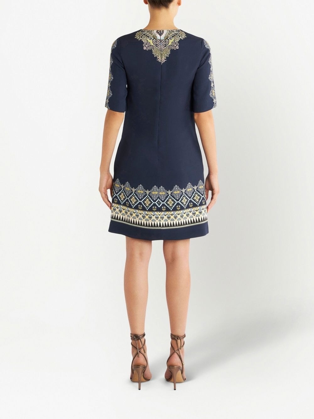 embroidered-design short-sleeve dress - 3