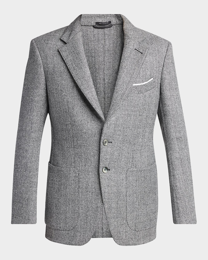 Men's Sharkskin Herringbone Double Splittable Jacket 1