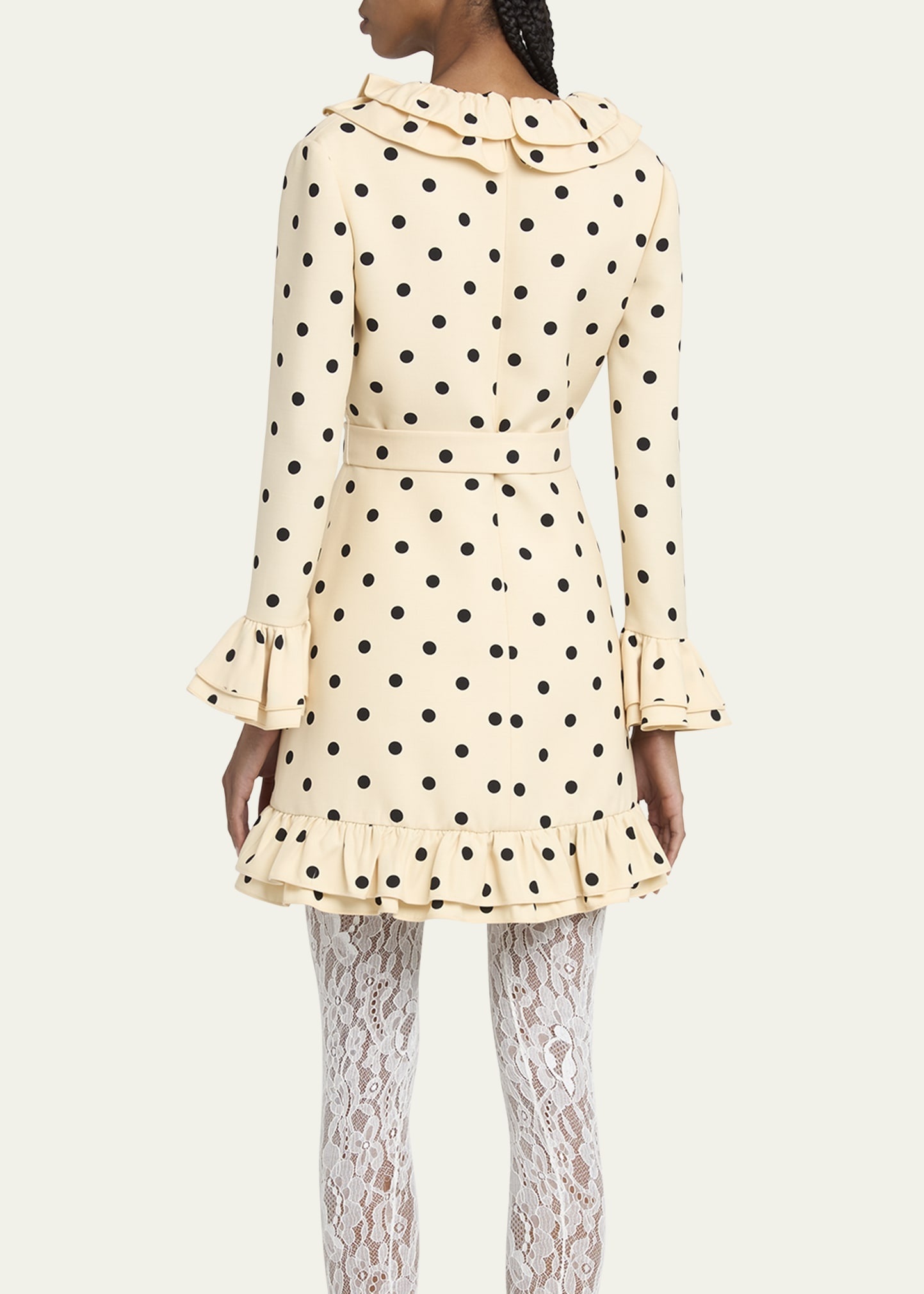 Ruffle Polka Dot Belted Mini Dress - 3