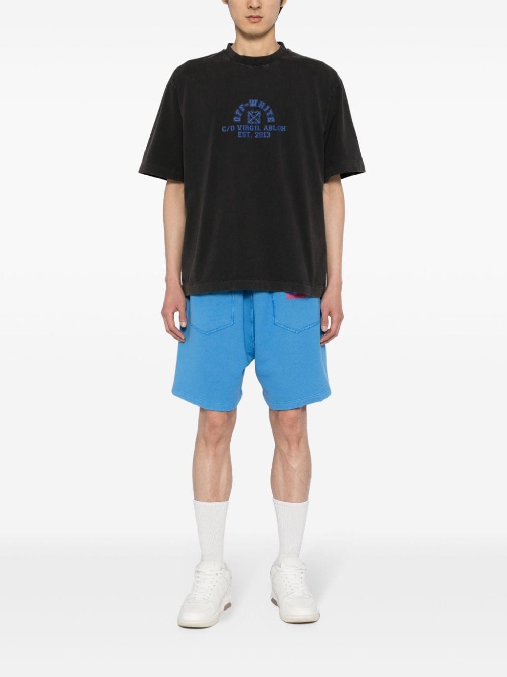 logo-print cotton shorts - 2