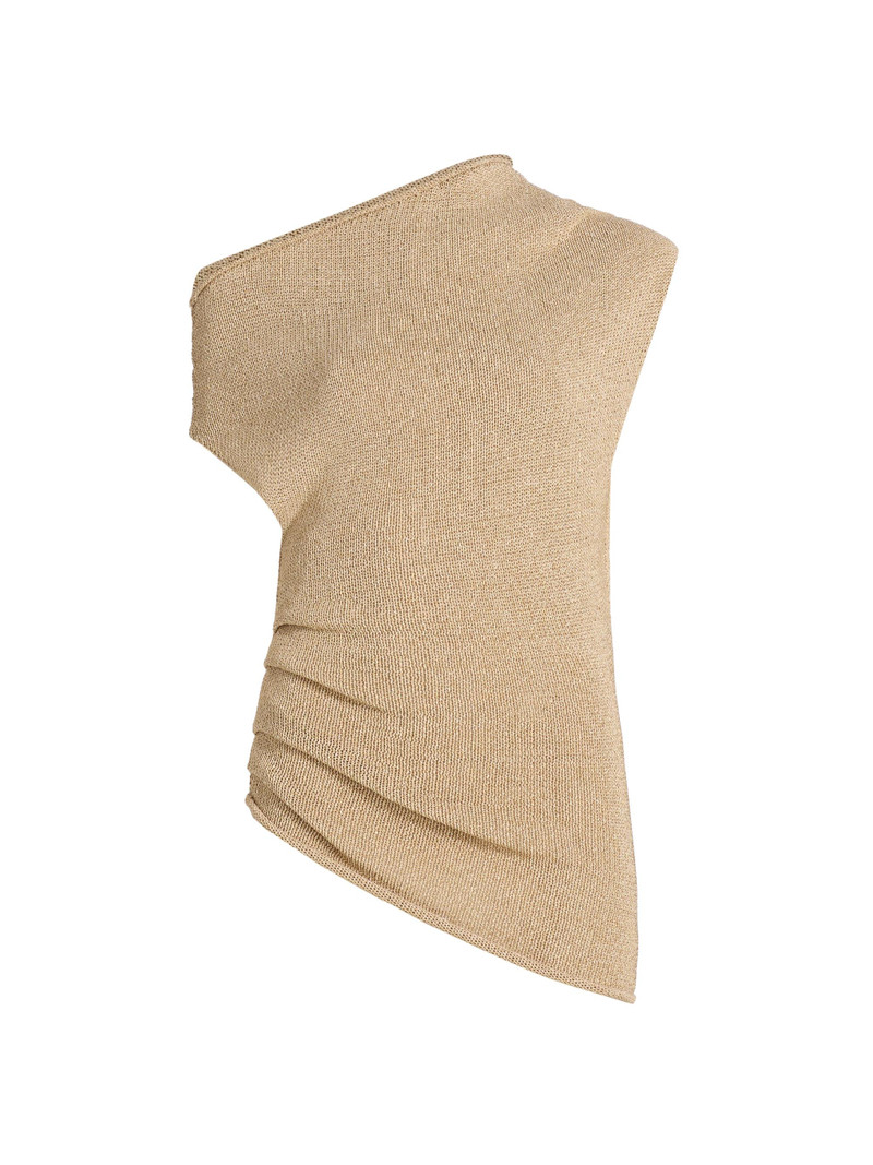 Women's Joni Asymmetric Knit Off-Shoulder Sweater - Light Brown 1