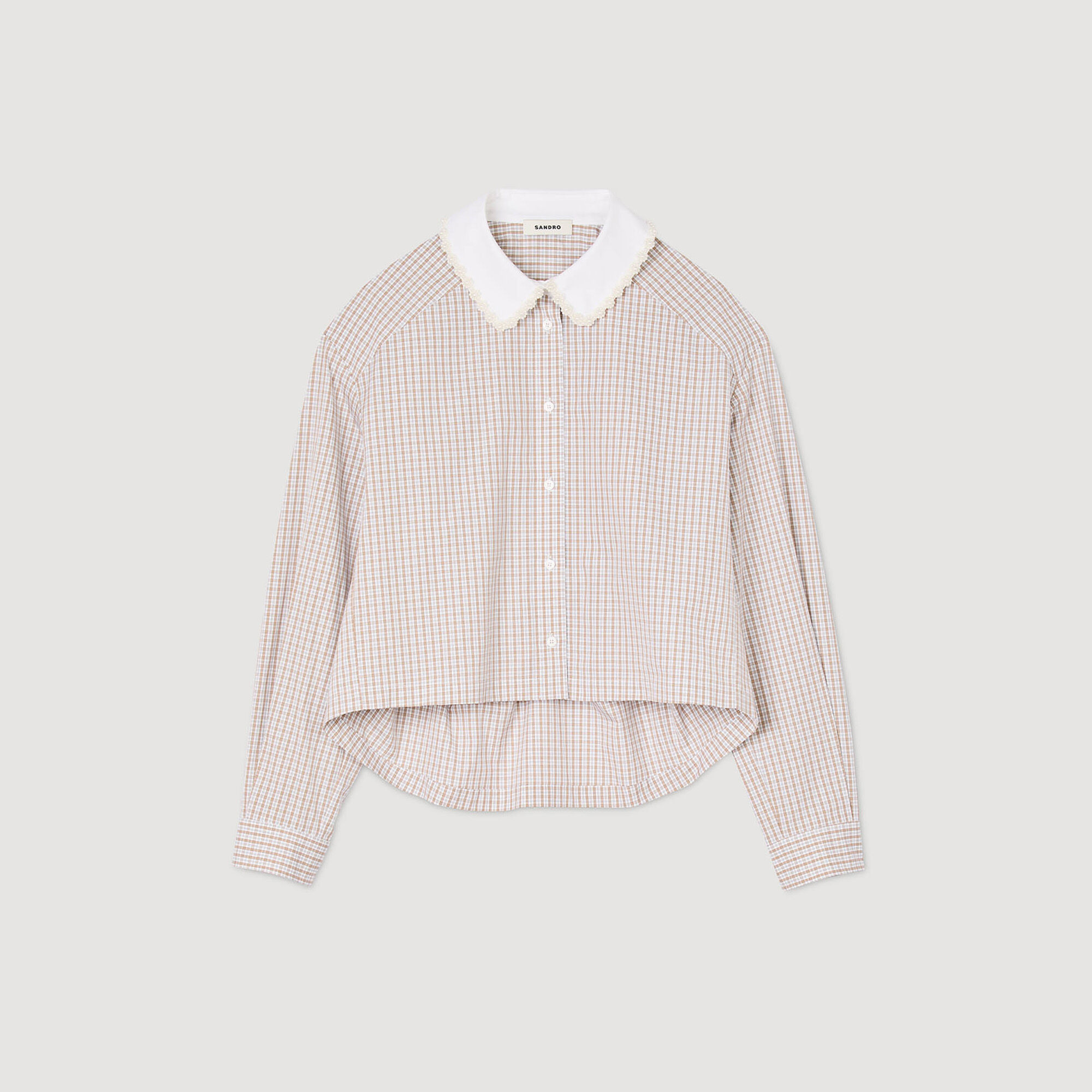 PLAID AND PEARL COLLAR SHIRT - 7