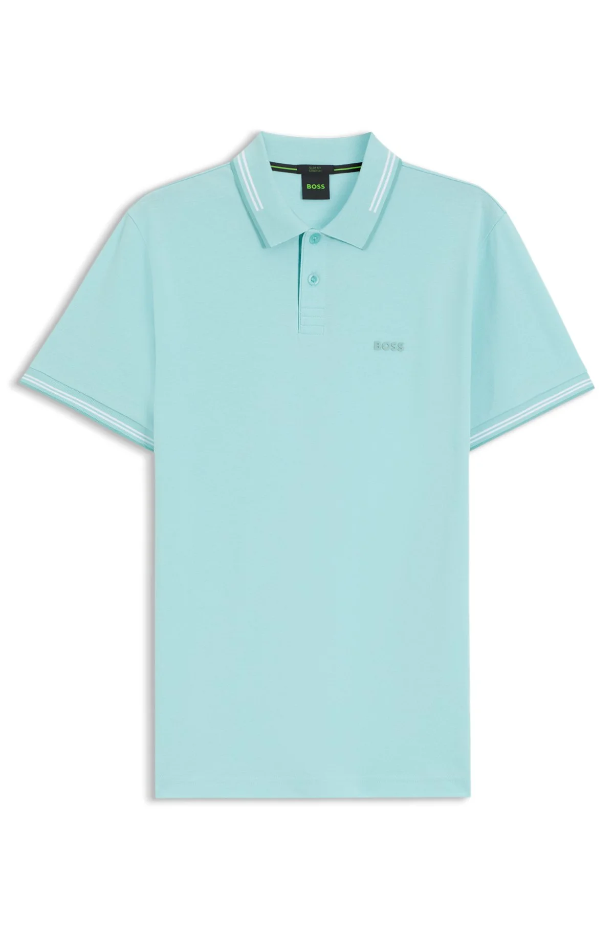 STRETCH-COTTON SLIM-FIT POLO SHIRT WITH BRANDING AND STRIPES - 1