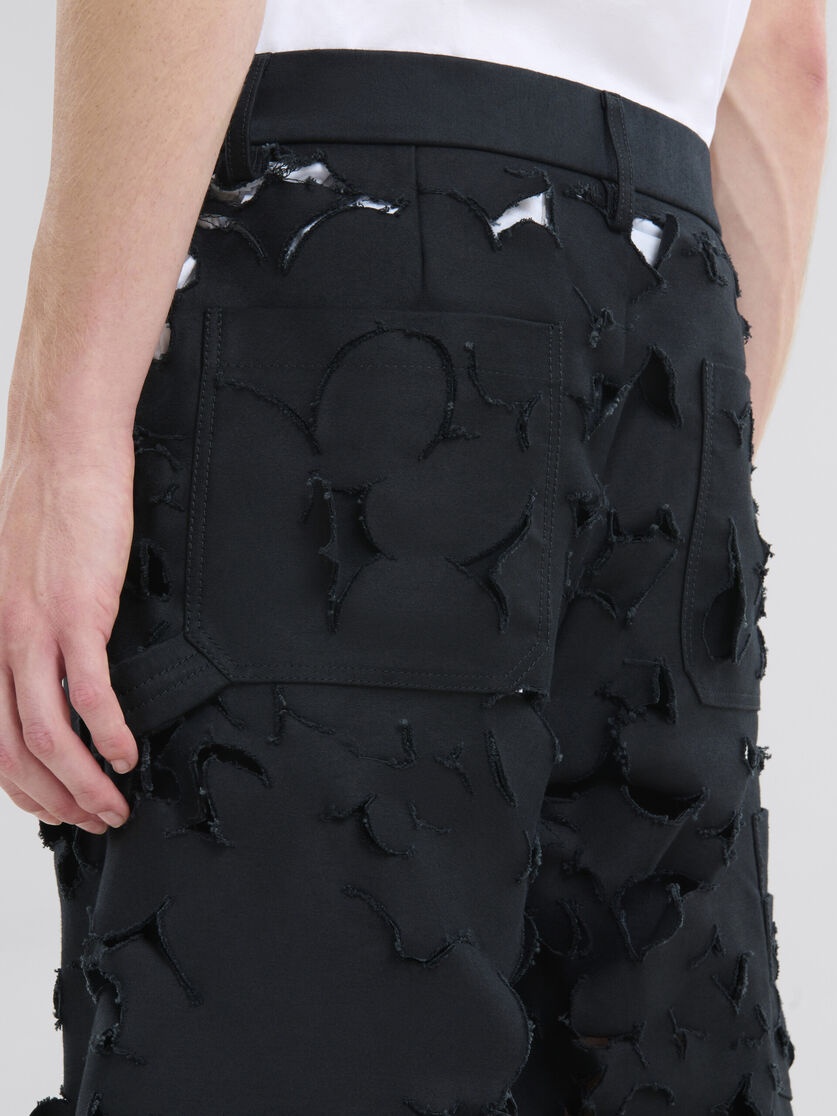 BLACK COTTON CARGO PANTS WITH CUT-OUT DETAIL - 4
