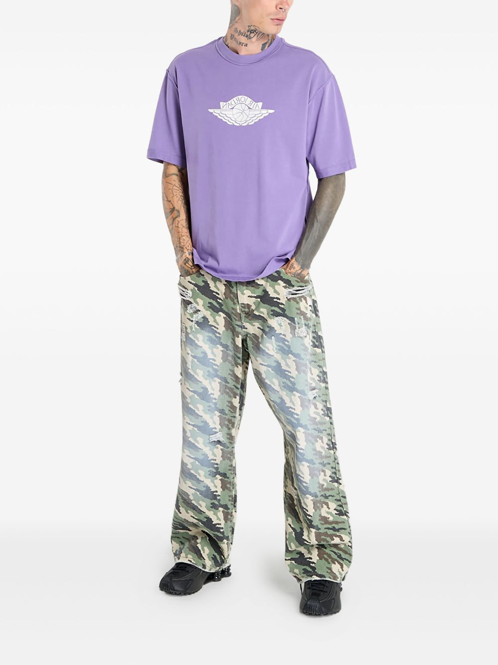 wings-print logo T-shirt - 2