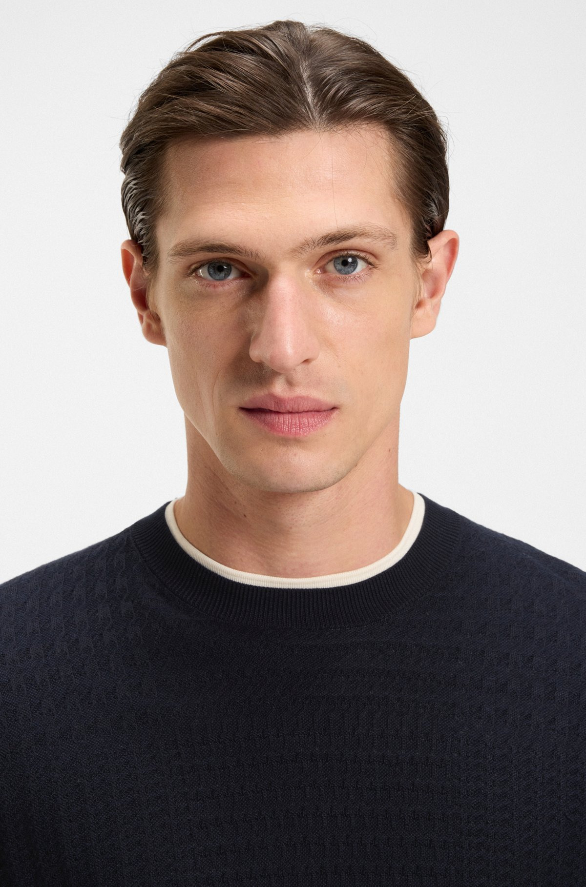 SILK SWEATER WITH PRINCE OF WALES CHECK STRUCTURE - 3