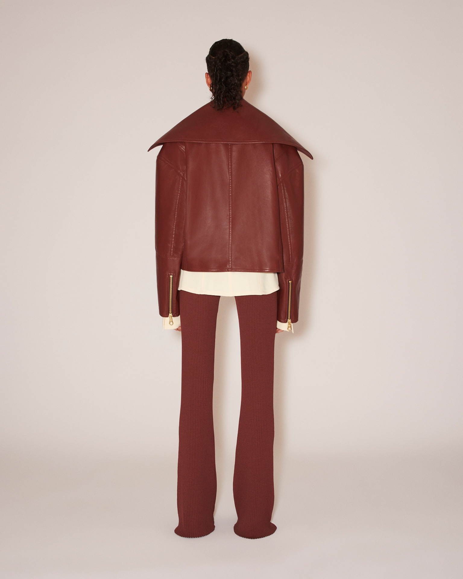 ADO - Regenerated leather biker jacket - Mahogany - 4