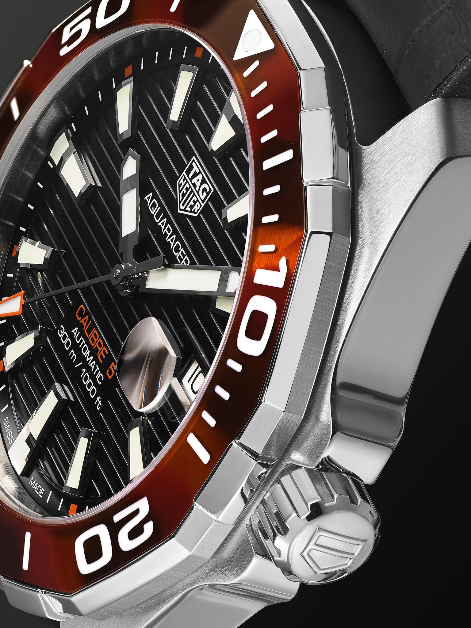 Aquaracer Automatic 43mm Stainless Steel and Croc-Effect Rubber Watch, Ref. No. WAY201N.FT6177 - 6