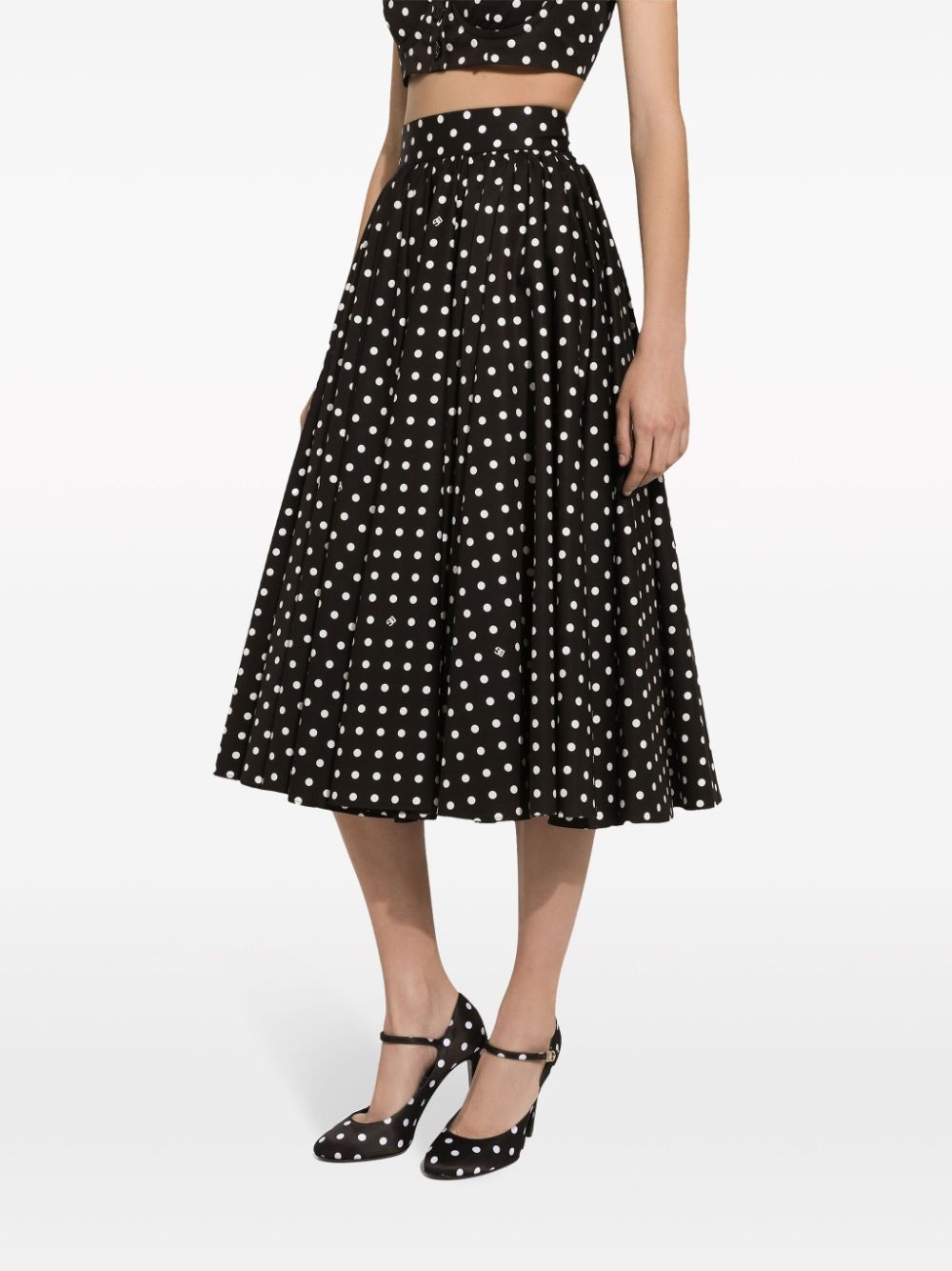 polka-dot cotton midi skirt - 4