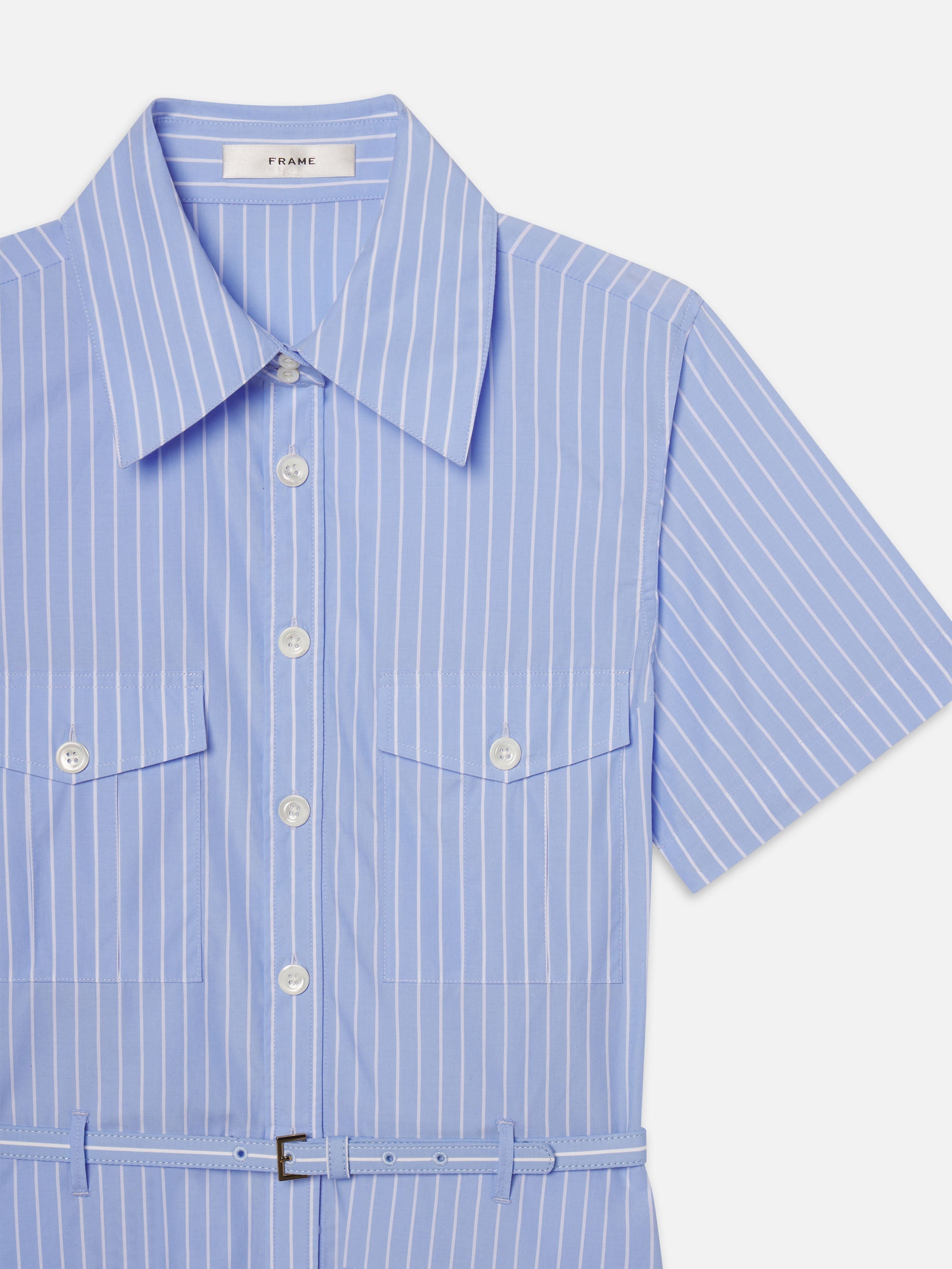 The Striped Safari Dress in Oxford Blue Multi - 3