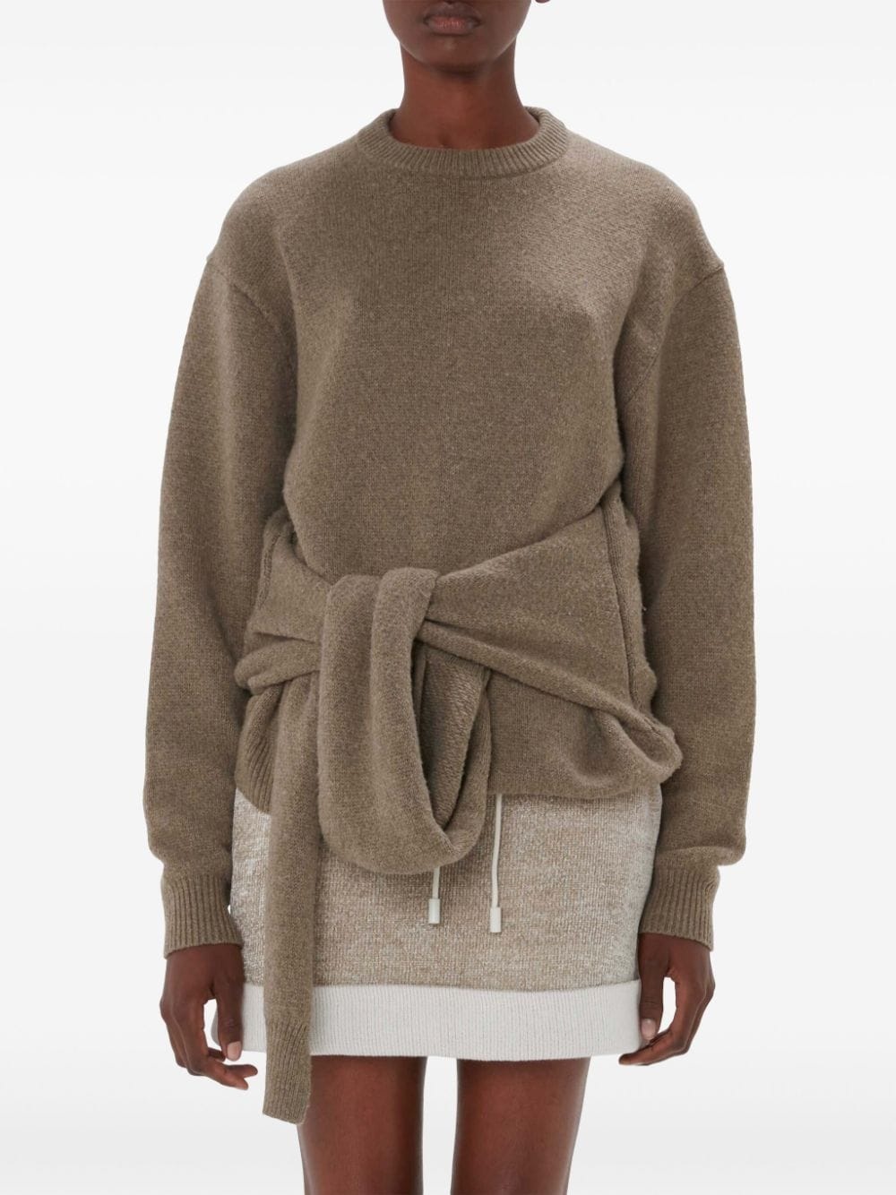 tie-front knit sweater - 3